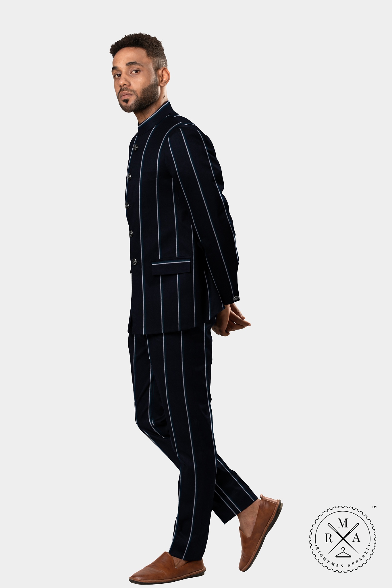 Navy Blue Pinstripe Jodhpuri Suit SU26